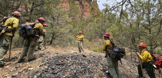 arizona fire crew prepping forest for potential wildfire