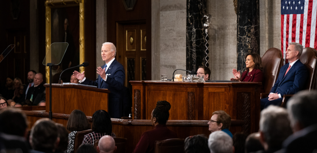 Biden delivering his 2023 state of the union address to a joint session of Congress