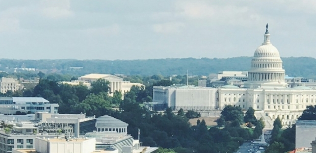 photo of view looking over Capitol building and Washington, DC
