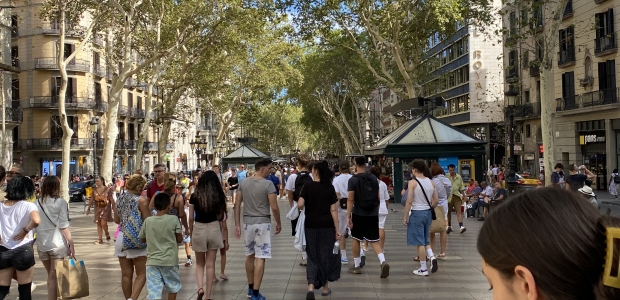 pedestrians on La Rambla Barcelona Spain