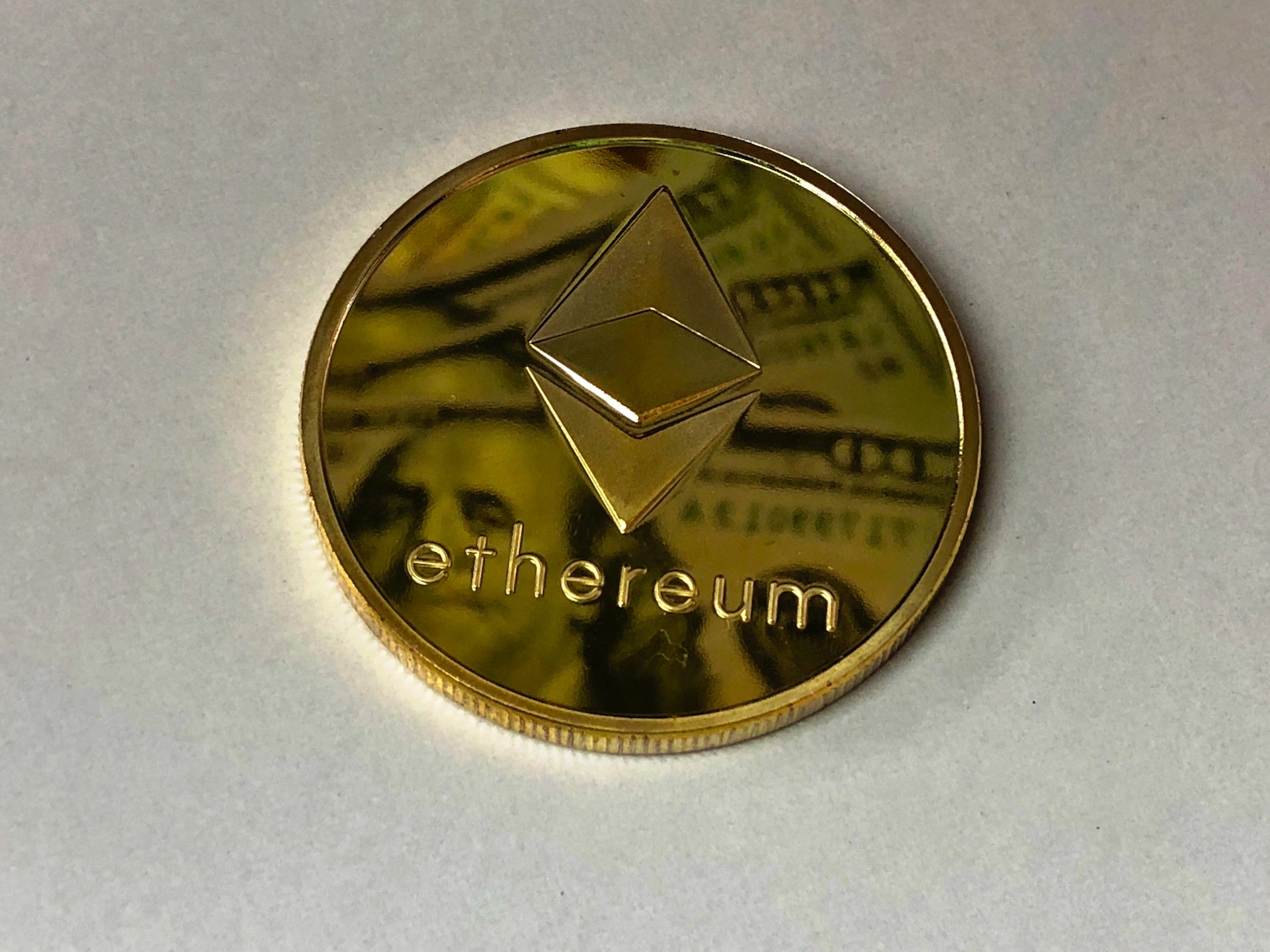 stock photo of an ethereum cryptocurrency token