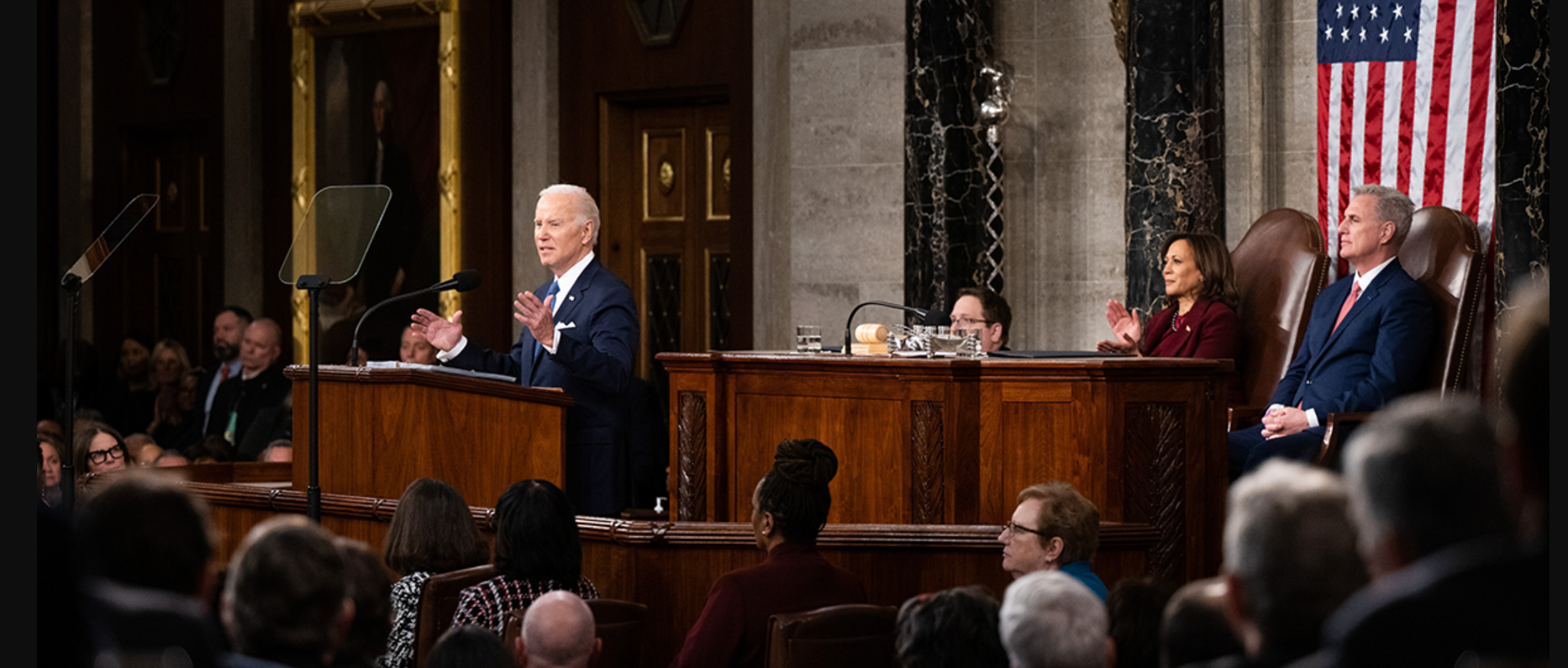 Biden delivering his 2023 state of the union address to a joint session of Congress