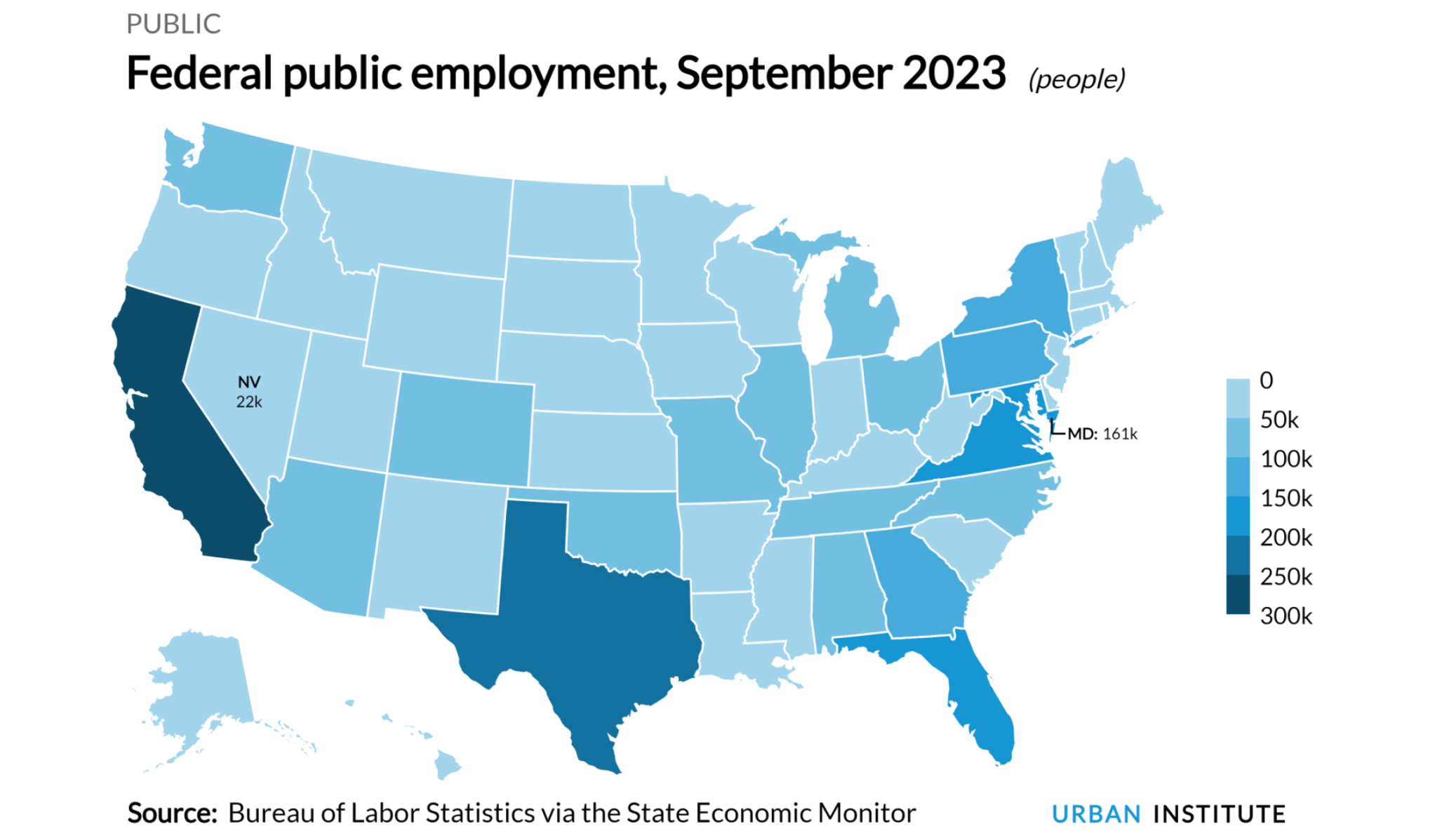 federal government jobs by state